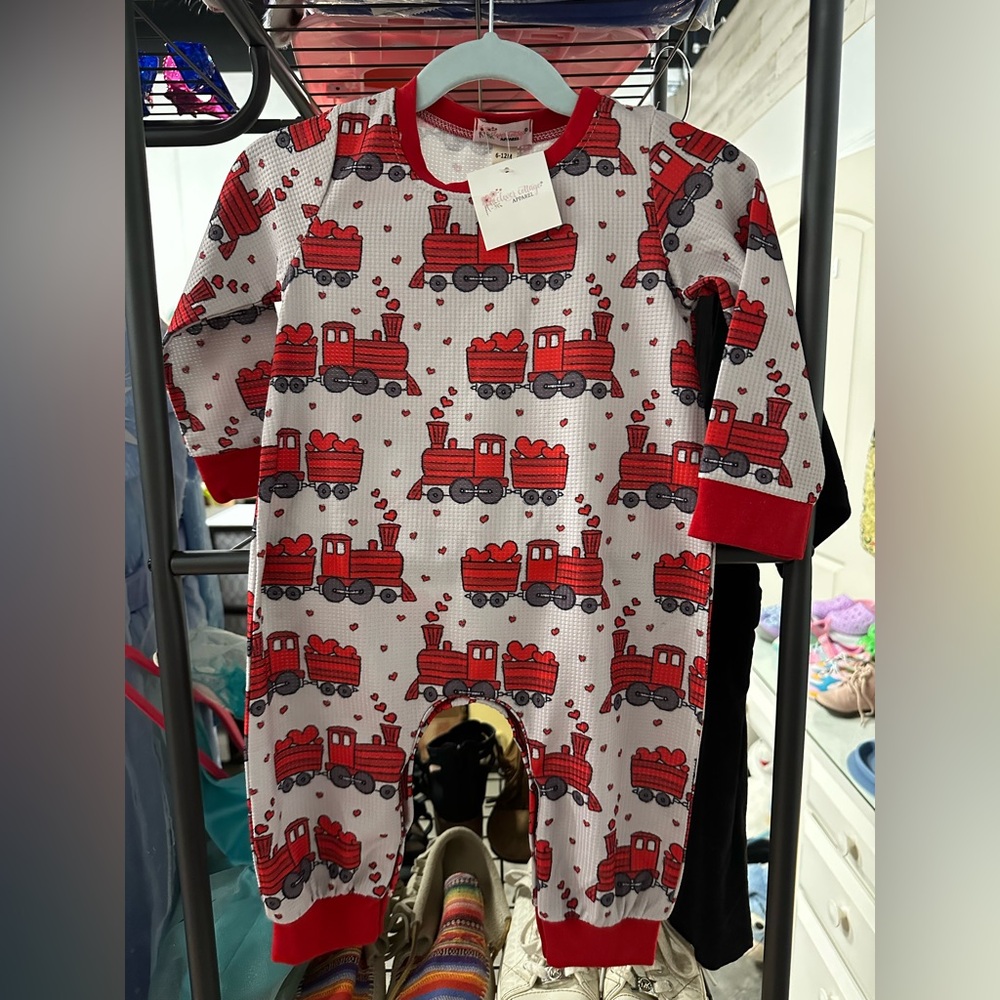 Red Train Print Kids Bodysuit